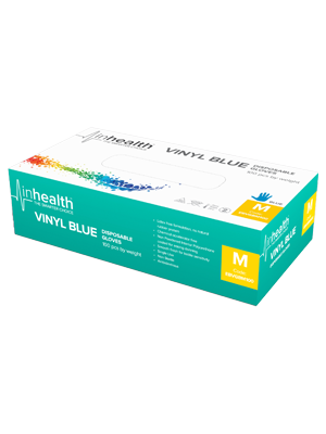Inhealth Vinyl Blue Disposable Gloves - Medium