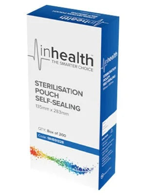 Inhealth Sterilisation Pouch Self-Sealing 135mmx283mm Box of 200