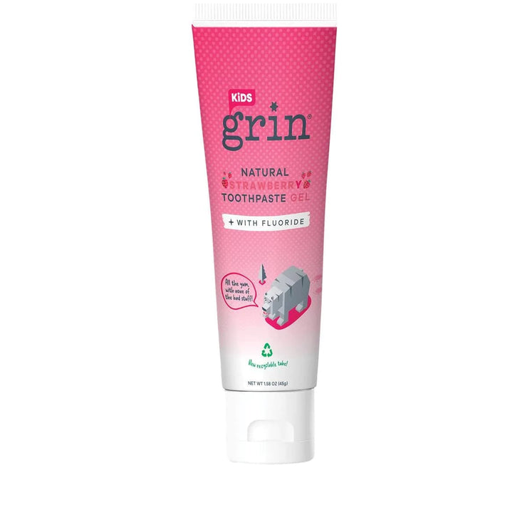 GRIN Toothpaste - Kids Strawberry Gel With Fluoride 45g - Kalon Meraki