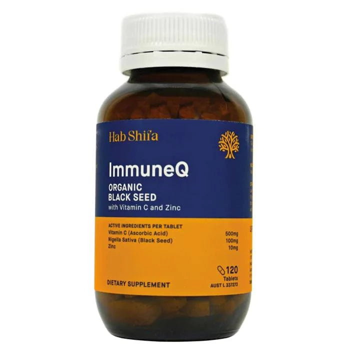 HAB SHIFA ImmuneQ Organic Black Seed Tablets With Vitamin C & Zinc 120 - Kalon Meraki